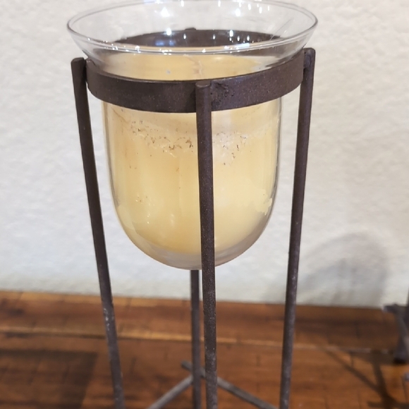 3 Piece Brown Metal Muti-Height Candle Holder Set - Picture 2 of 6